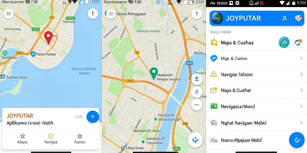 Antarmuka aplikasi JOYPUTAR yang intuitif dan menarik untuk navigasi mobil.