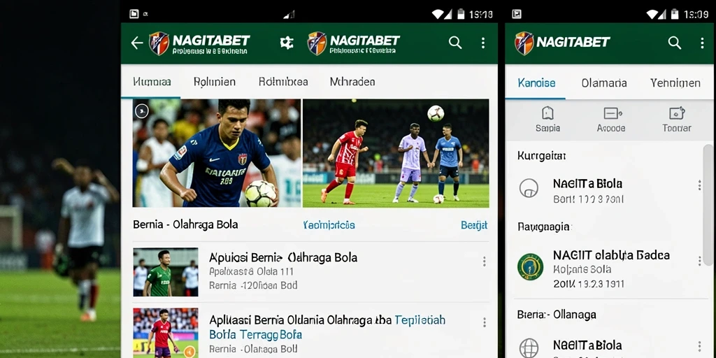 Antarmuka utama NAGITABET menampilkan berita terbaru dan statistik olahraga bola.